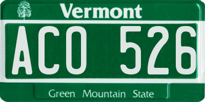 VT license plate ACO526