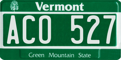 VT license plate ACO527