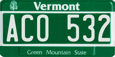 VT license plate ACO532