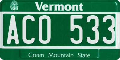 VT license plate ACO533