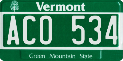 VT license plate ACO534