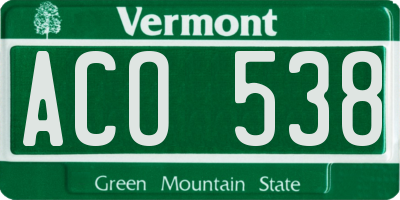 VT license plate ACO538