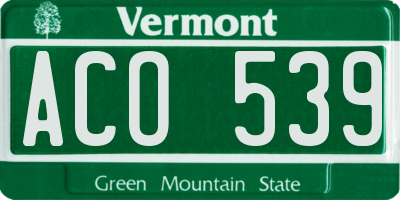 VT license plate ACO539