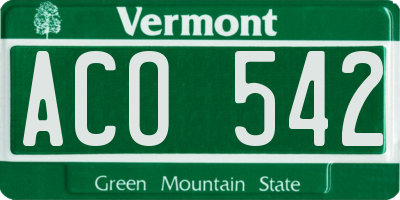 VT license plate ACO542