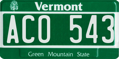 VT license plate ACO543