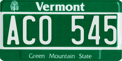 VT license plate ACO545