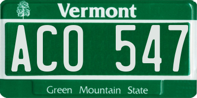 VT license plate ACO547
