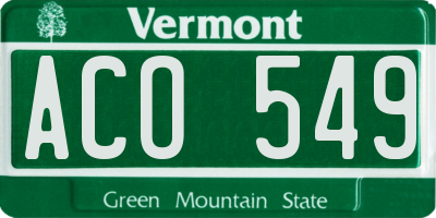VT license plate ACO549