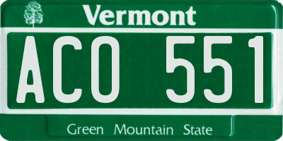VT license plate ACO551