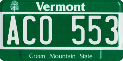 VT license plate ACO553