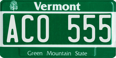 VT license plate ACO555