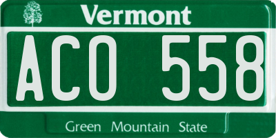 VT license plate ACO558
