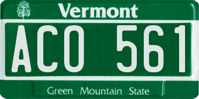 VT license plate ACO561