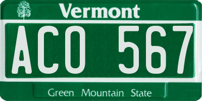 VT license plate ACO567