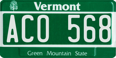 VT license plate ACO568