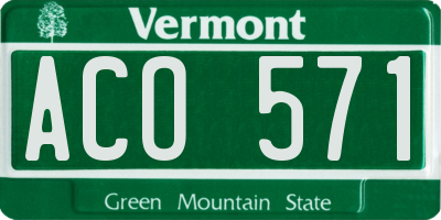 VT license plate ACO571