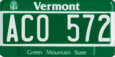 VT license plate ACO572