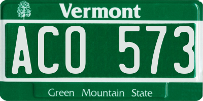 VT license plate ACO573