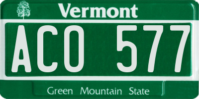VT license plate ACO577
