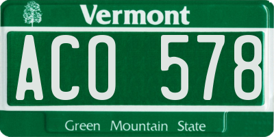 VT license plate ACO578