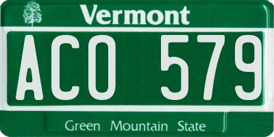 VT license plate ACO579