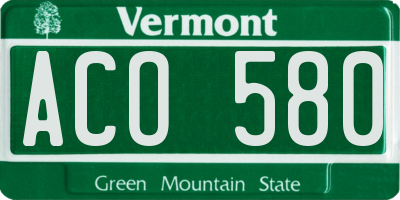VT license plate ACO580