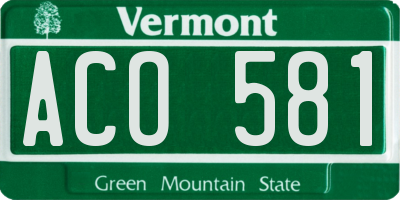 VT license plate ACO581