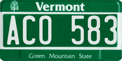 VT license plate ACO583