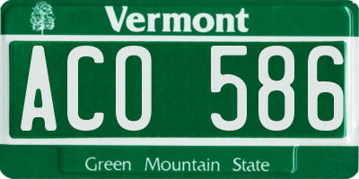 VT license plate ACO586