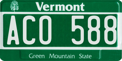 VT license plate ACO588