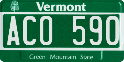 VT license plate ACO590