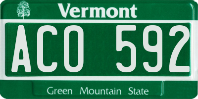 VT license plate ACO592