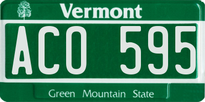 VT license plate ACO595