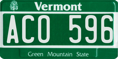 VT license plate ACO596