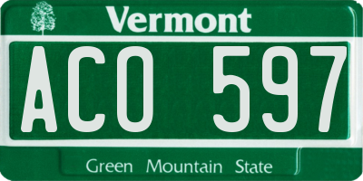 VT license plate ACO597