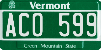 VT license plate ACO599