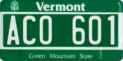 VT license plate ACO601