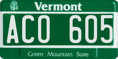 VT license plate ACO605