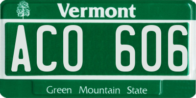 VT license plate ACO606