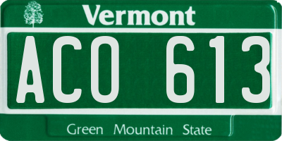 VT license plate ACO613