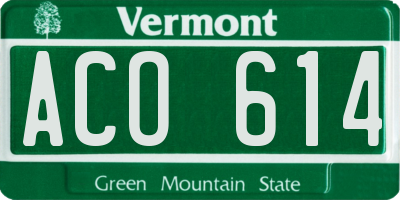 VT license plate ACO614