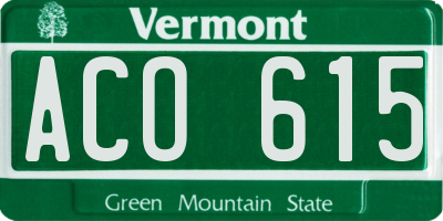 VT license plate ACO615