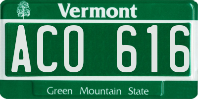VT license plate ACO616