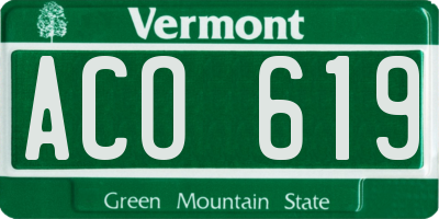 VT license plate ACO619