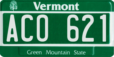 VT license plate ACO621
