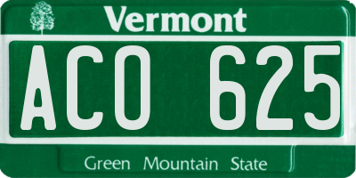VT license plate ACO625