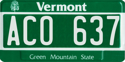 VT license plate ACO637