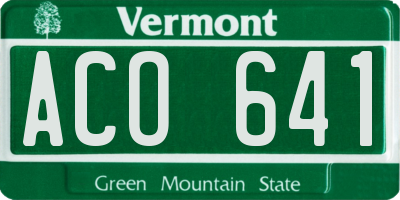 VT license plate ACO641