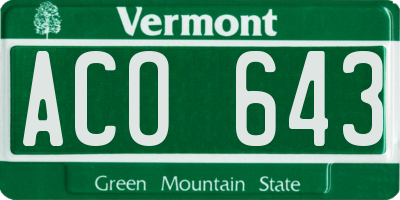 VT license plate ACO643