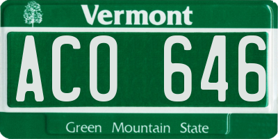 VT license plate ACO646
